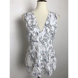 COS Top Multicolor Print Plunge Neckline